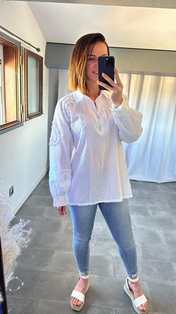 Blouse LOVE - Blanc – Image 4