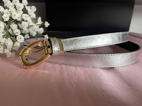 Ceinture en cuir argent