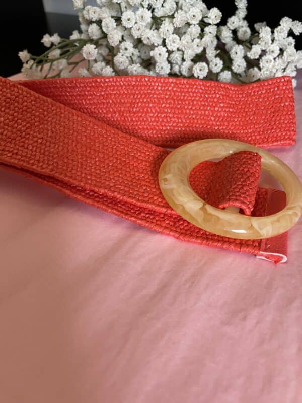 Ceinture en paille corail