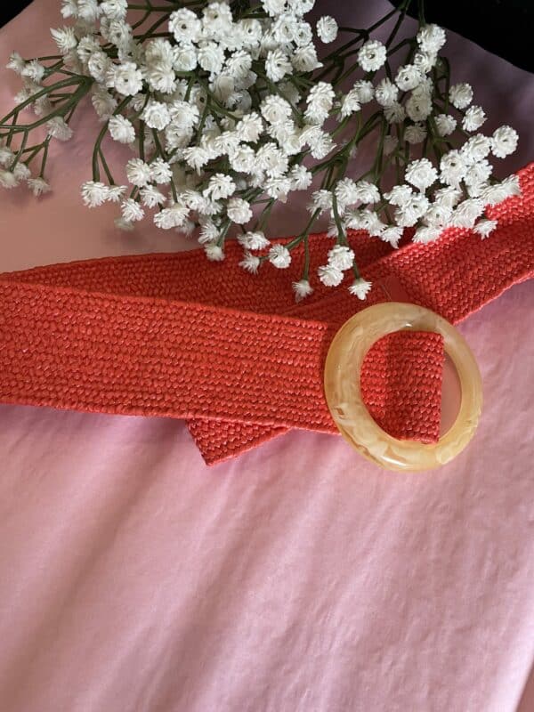 Ceinture en paille corail – Image 2