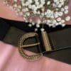 Ceinture noir et or à rayures